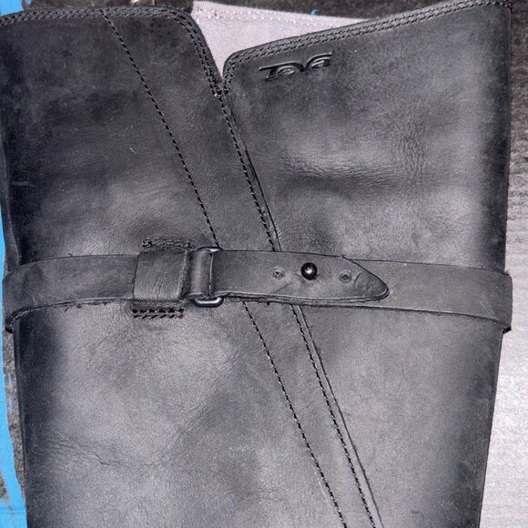 Teva DeLaVina Women's Size 8 Tall Black Leather Waterproof 1003011 Boots New - Picture 4 of 16